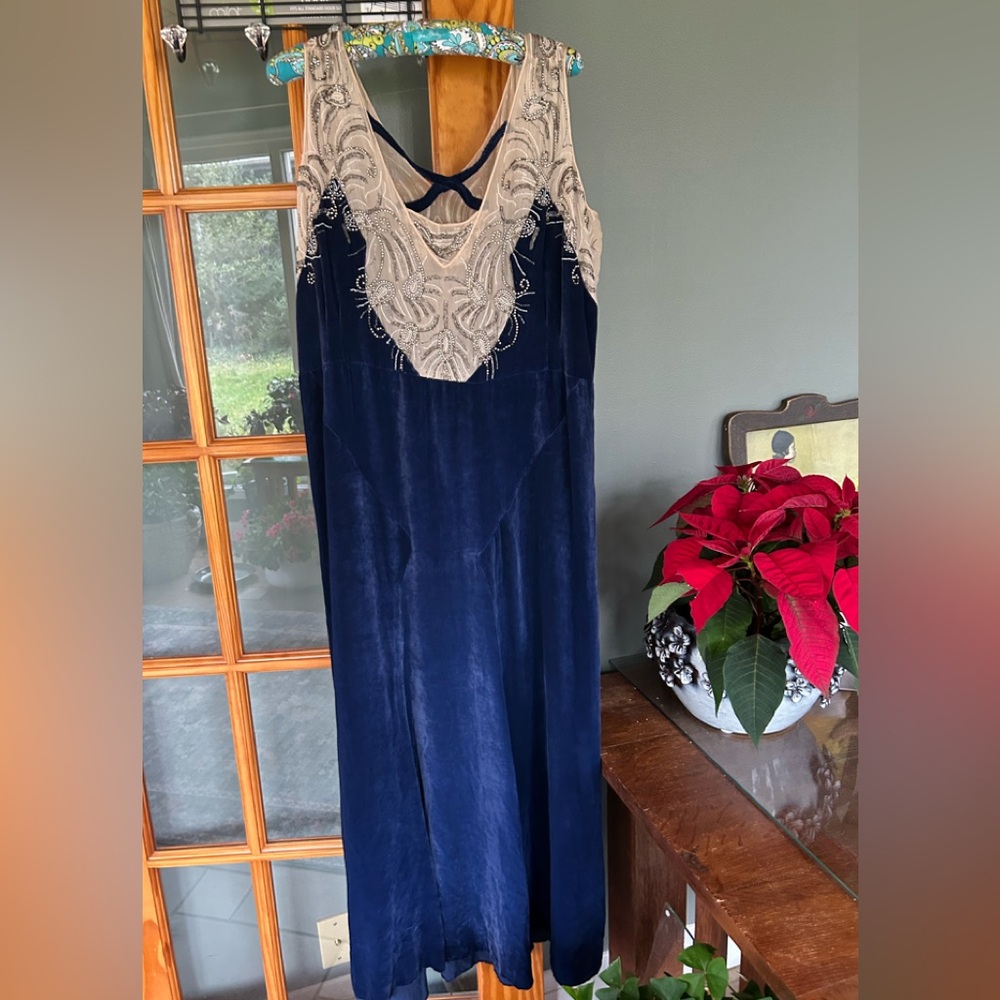 Rare Art  Deco 1920s Velvet Beaded Gown large